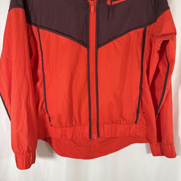 Nike Windbreaker Jacket Women's Medium Orange Two Ton Full Zip Hooded - Picture 3 of 13